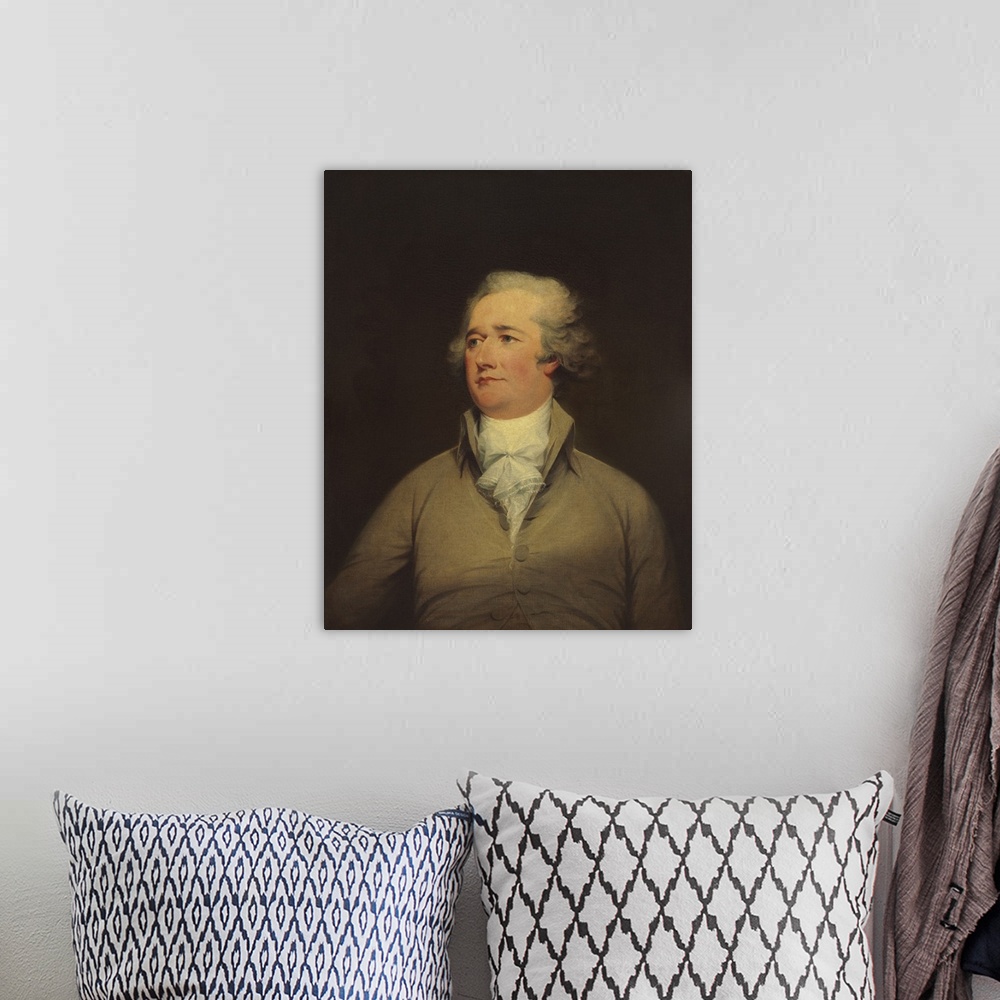 A bohemian room featuring John Trumbull, by Alexander Hamilton, 1792, American painting, oil on canvas. This bust portrait ...