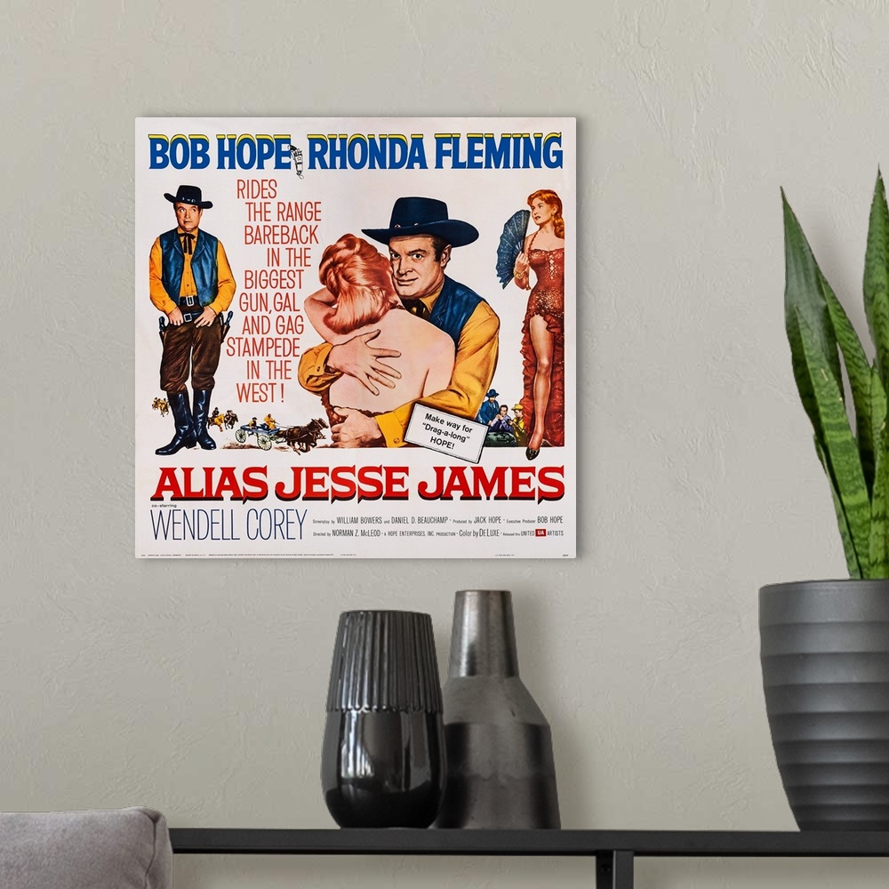 A modern room featuring Alias Jesse James, Bob Hope, Rhonda Fleming, 1959