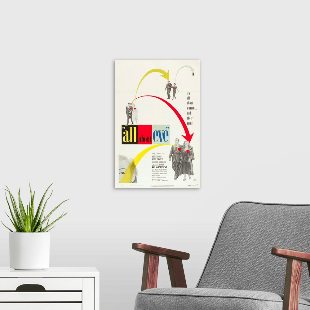 A modern room featuring All About Eve - Vintage Movie Poster