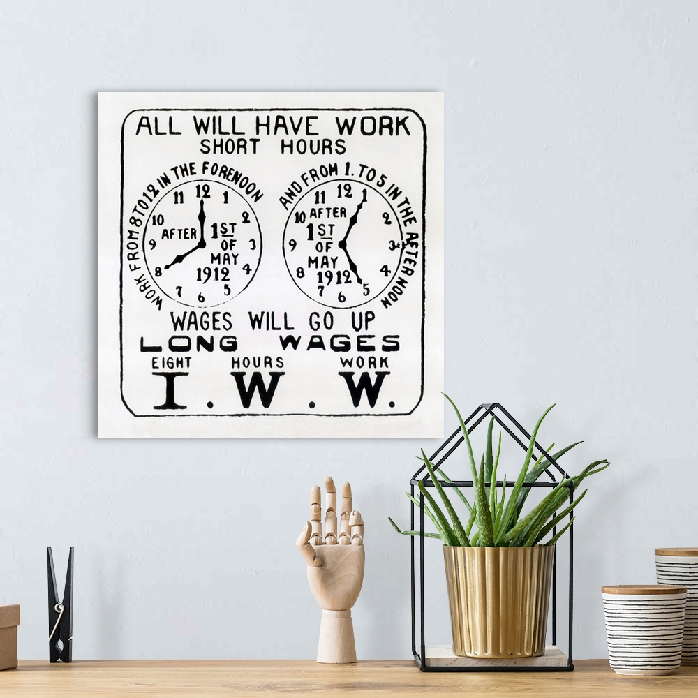 A bohemian room featuring All Will Have Work - Vintage Propaganda Poster