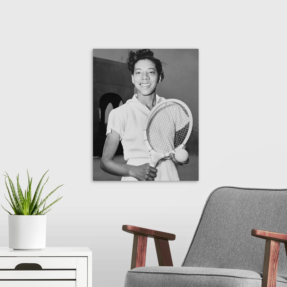 A modern room featuring Althea Gibson was the first African American to play in the U.S. Open Tennis Tournament in 1950. ...