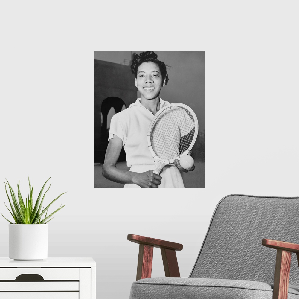 A modern room featuring Althea Gibson was the first African American to play in the U.S. Open Tennis Tournament in 1950. ...