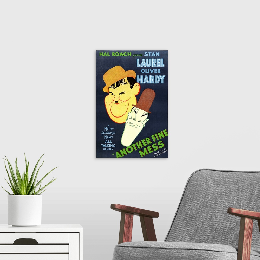 A modern room featuring Another Fine Mess - Vintage Movie Poster