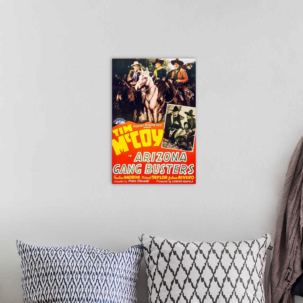 A bohemian room featuring Arizona Gang Busters, US Poster Art, Top Center And Left Inset: Tim Mccoy; Top Left And Right Ins...