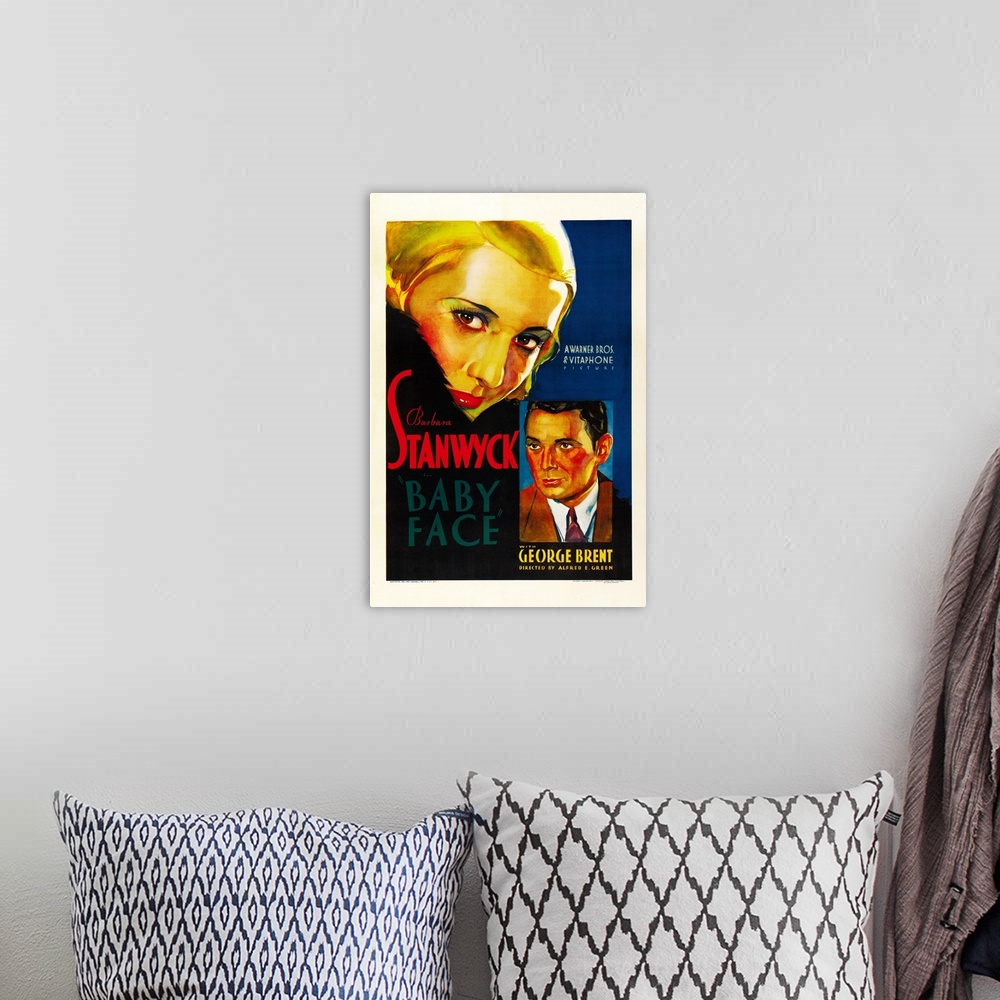 A bohemian room featuring Baby Face - Vintage Movie Poster