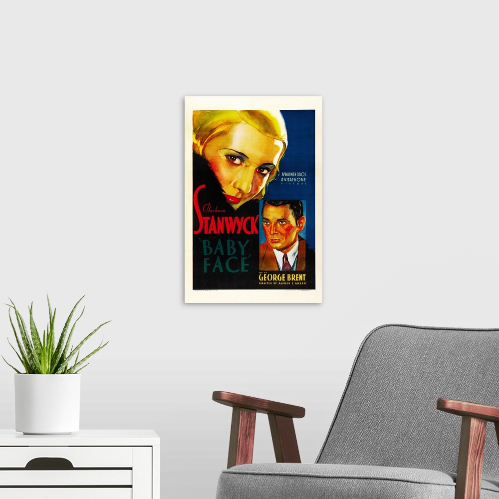 A modern room featuring Baby Face - Vintage Movie Poster