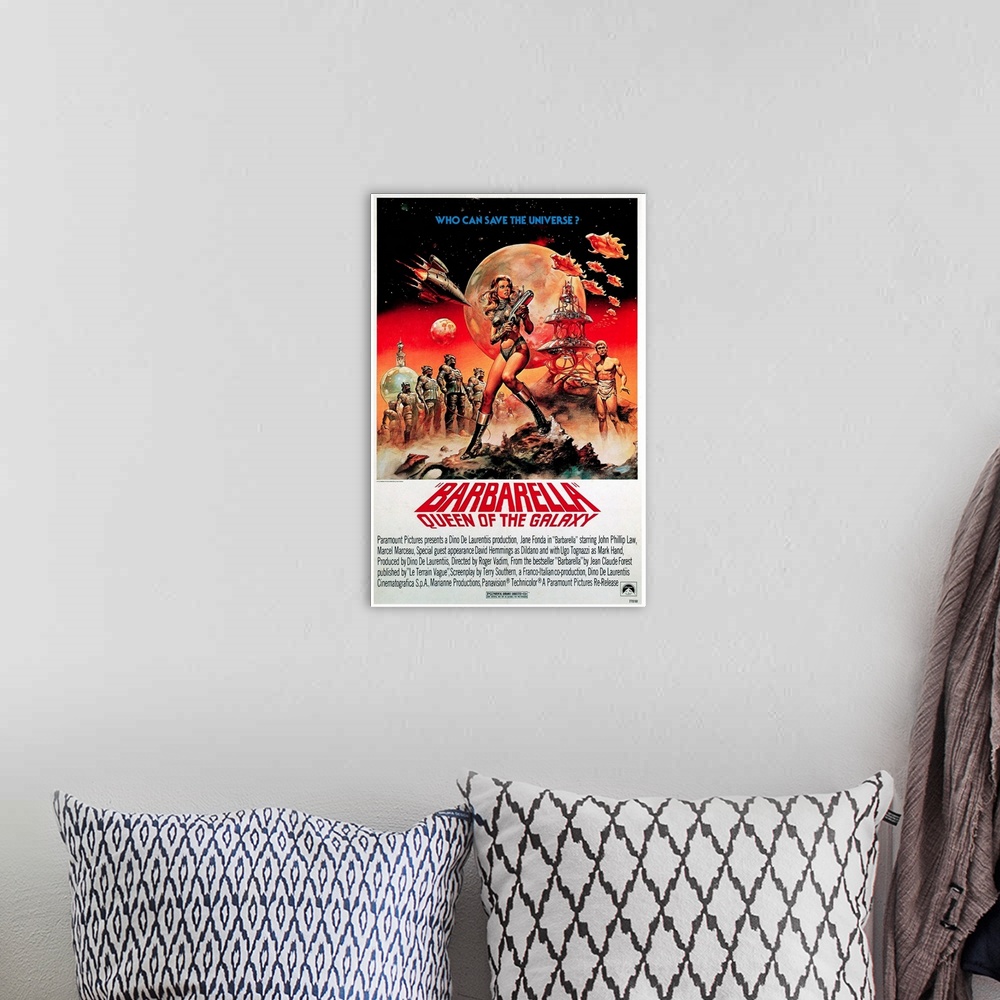 A bohemian room featuring Barbarella - Vintage Movie Poster