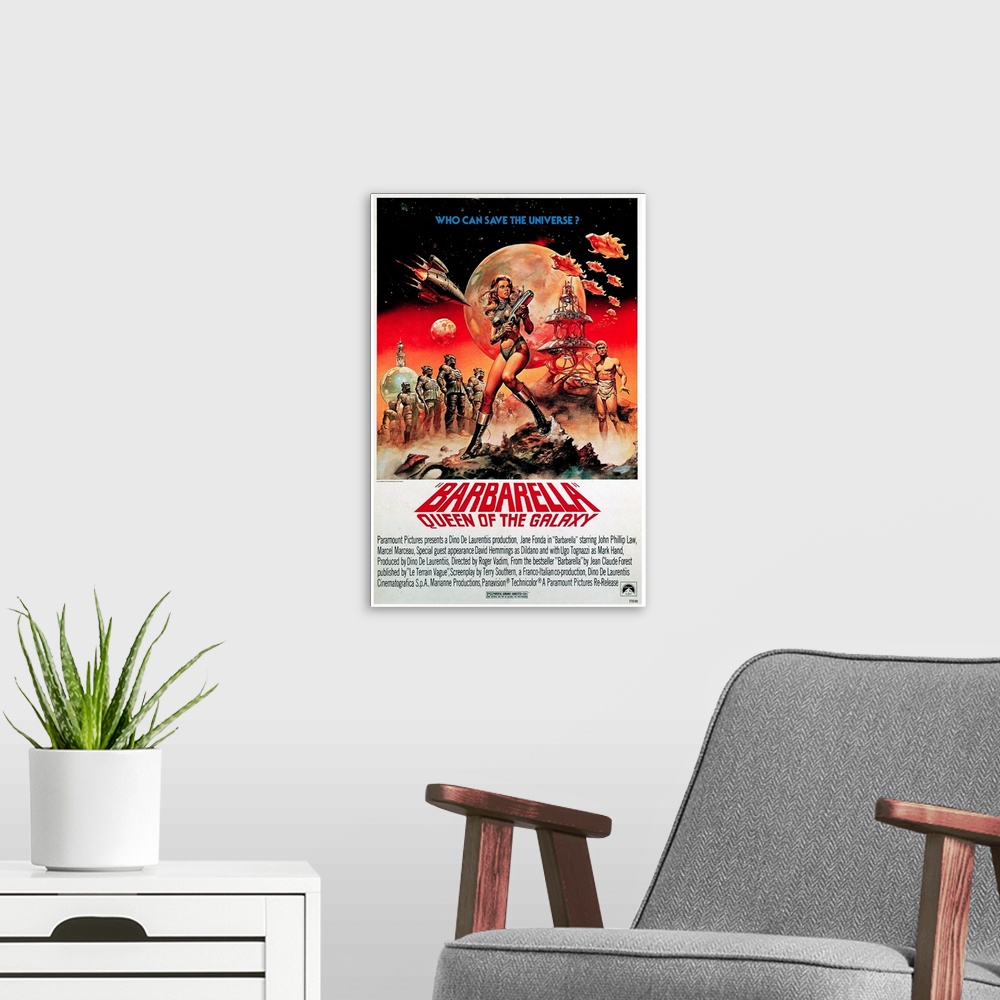 A modern room featuring Barbarella - Vintage Movie Poster