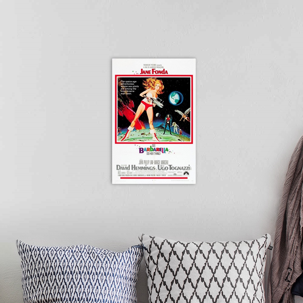 A bohemian room featuring Barbarella - Vintage Movie Poster
