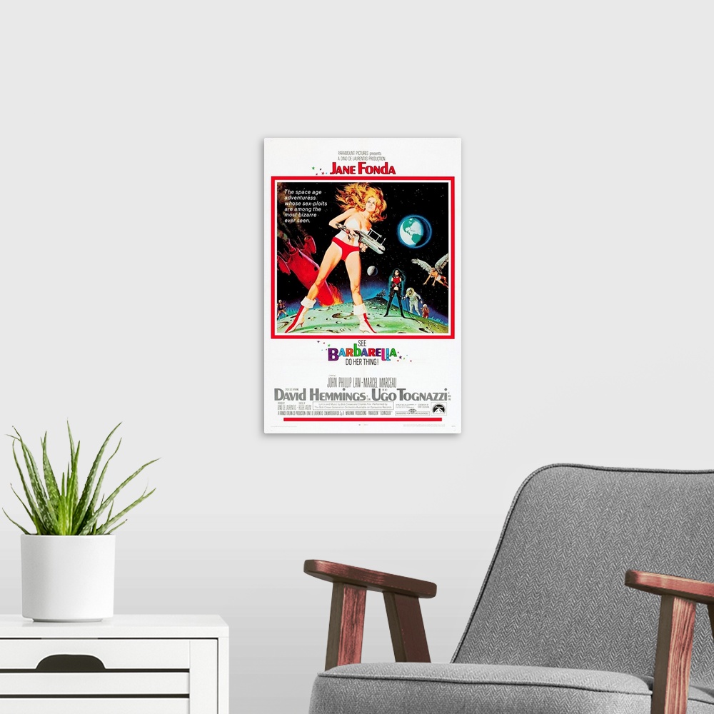 A modern room featuring Barbarella - Vintage Movie Poster