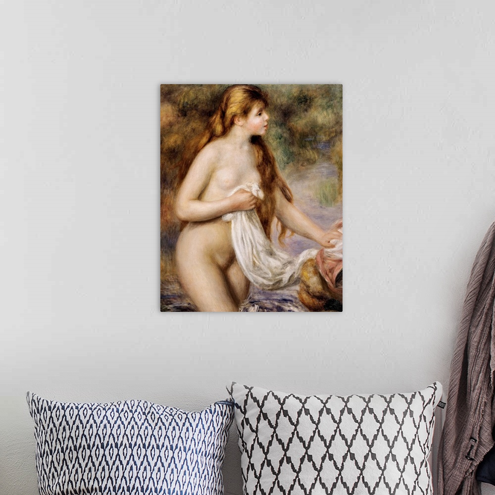 A bohemian room featuring RENOIR, Pierre-Auguste (1841-1919). Bather with long hair. ca. 1895. Impressionism. Oil on canvas...