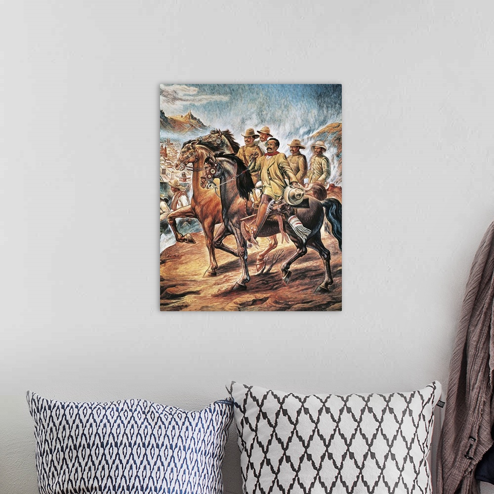 A bohemian room featuring Battle of Zacatecas, Pancho Villa and his troops