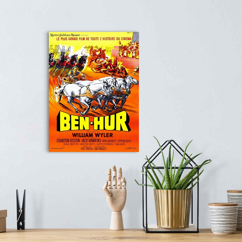 A bohemian room featuring Ben-Hur, Charlton Heston, (French Poster Art), 1959.