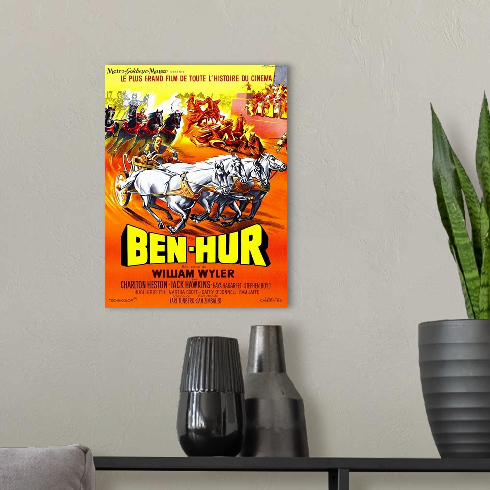 A modern room featuring Ben-Hur, Charlton Heston, (French Poster Art), 1959.