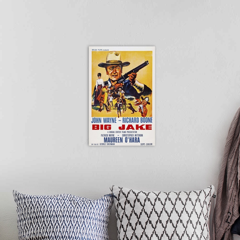 A bohemian room featuring Big Jake, Top: John Wayne On French Poster Art, 1971.