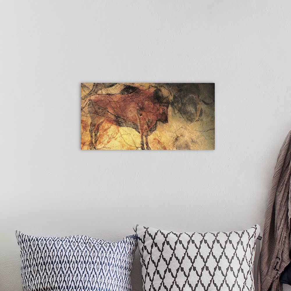 A bohemian room featuring Bison, Altamira Caves, Spain, Paleolithic cave art