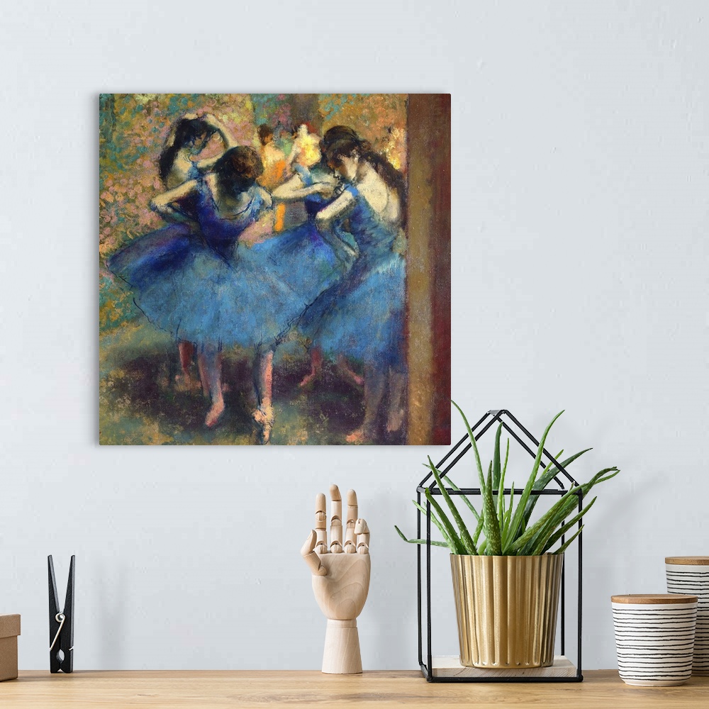 A bohemian room featuring Edgar Degas, French School. Blue Dancers. Oil on canvas, 0.85 x 0.75 m. Paris, musee d'Orsay. c65...