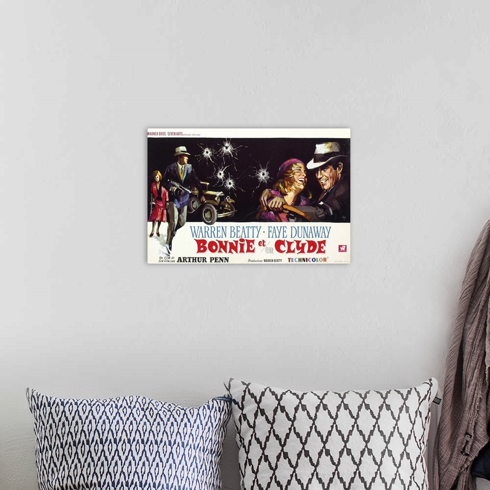 A bohemian room featuring Bonnie And Clyde, (aka Bonnie Et Clyde), L-R: Faye Dunaway, Warren Beatty, Faye Dunaway, Warren B...