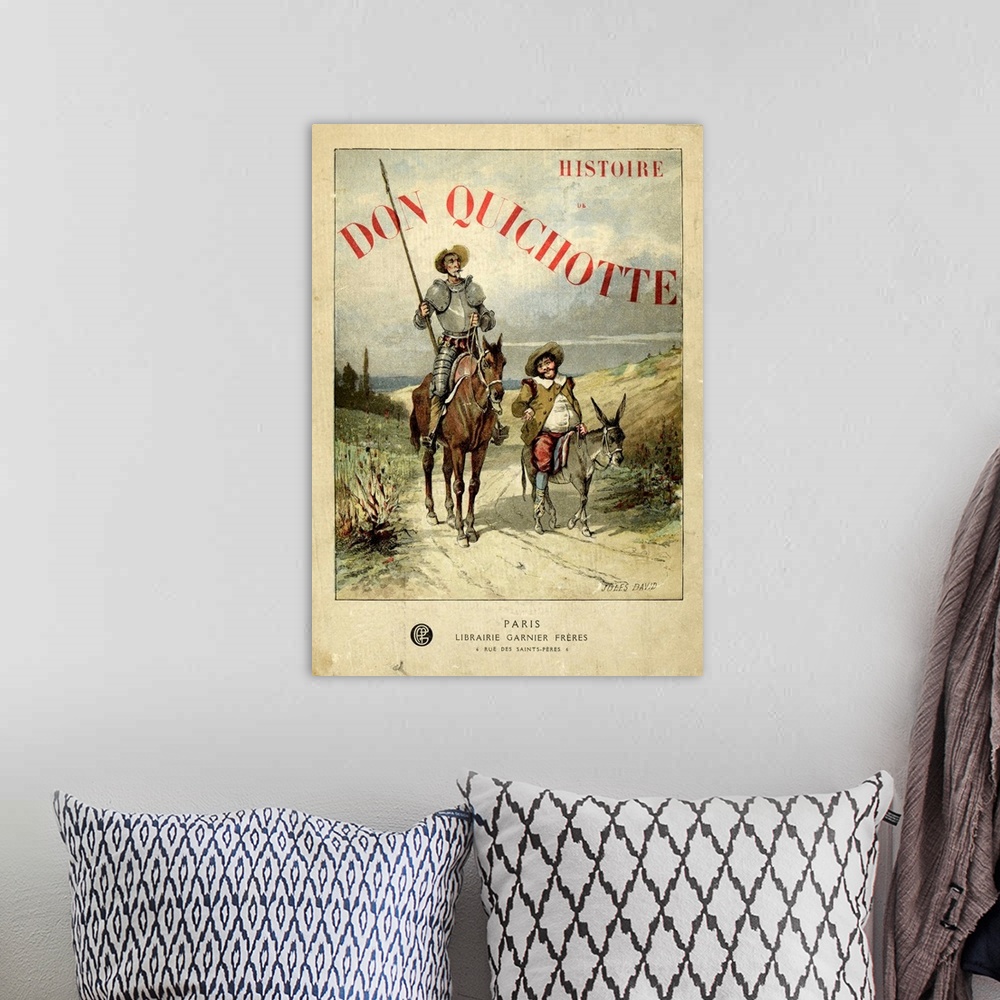 A bohemian room featuring Book Cover of 'Don Quichotte' (Don Quixote), illustrated by Jules David, Librairie Garnier.