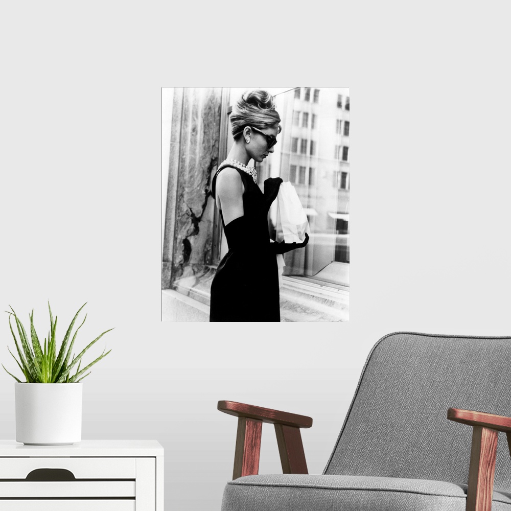 A modern room featuring BREAKFAST AT TIFFANY'S, Audrey Hepburn, 1961.