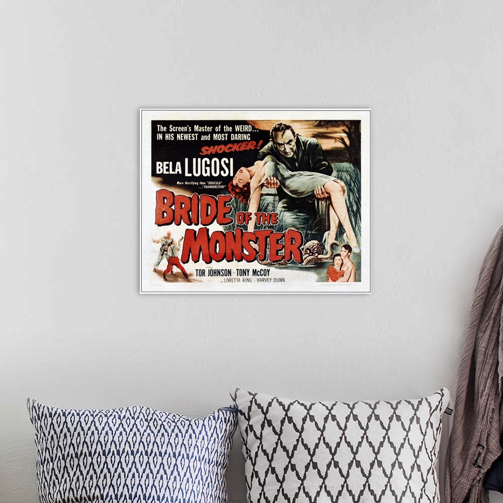 A bohemian room featuring Bride Of The Monster - Vintage Movie Poster