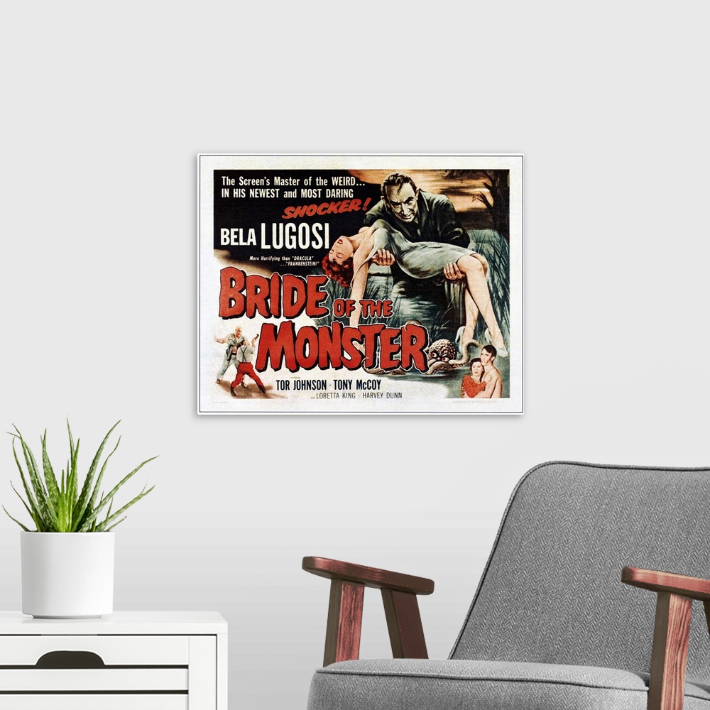 A modern room featuring Bride Of The Monster - Vintage Movie Poster