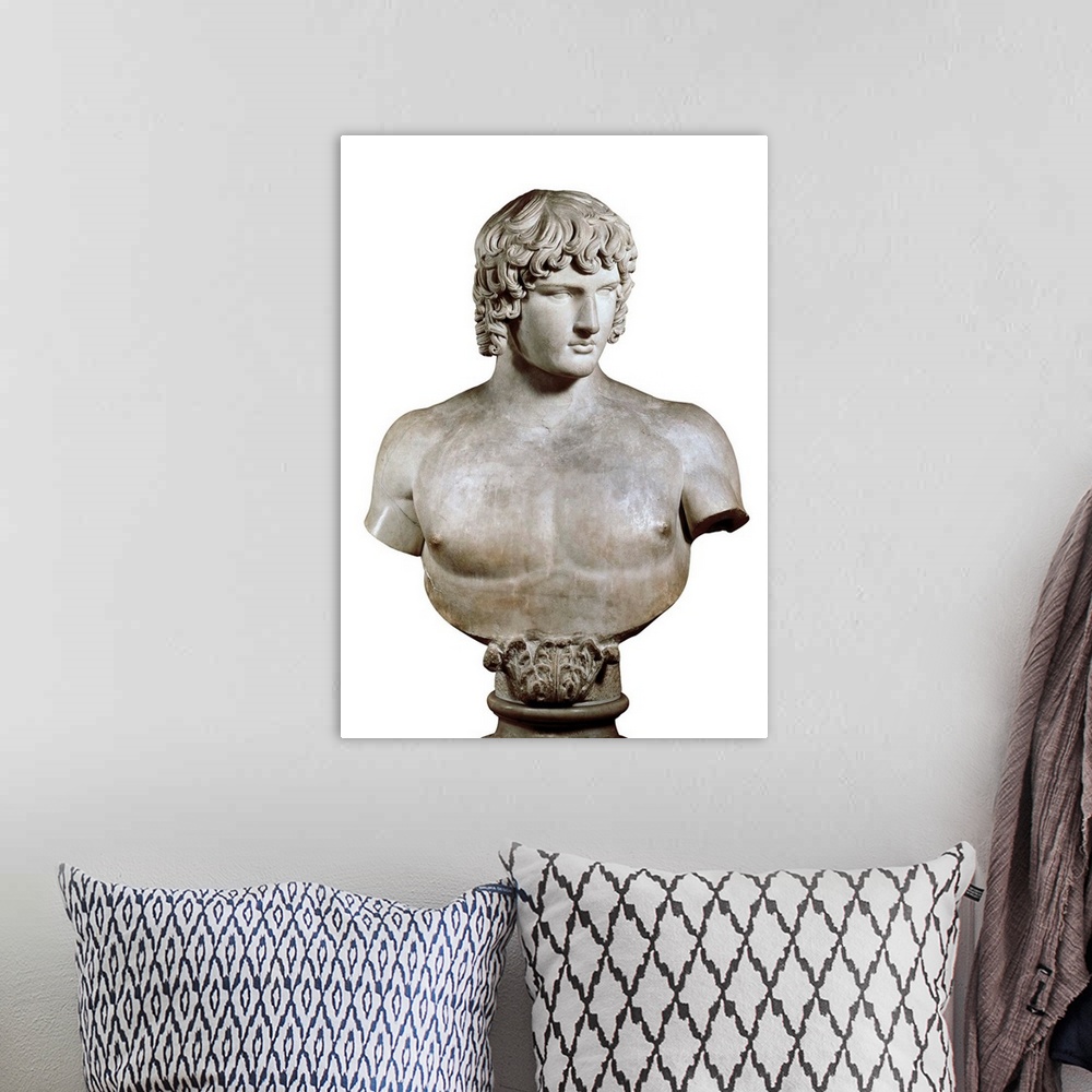 A bohemian room featuring Bust of Antinous, Roman art