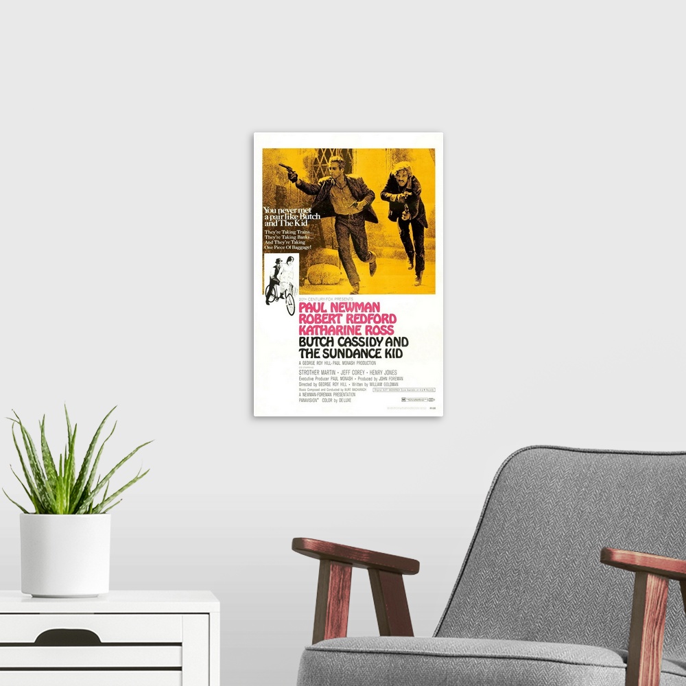A modern room featuring Butch Cassidy and the Sundance Kid - Vintage Movie Poster