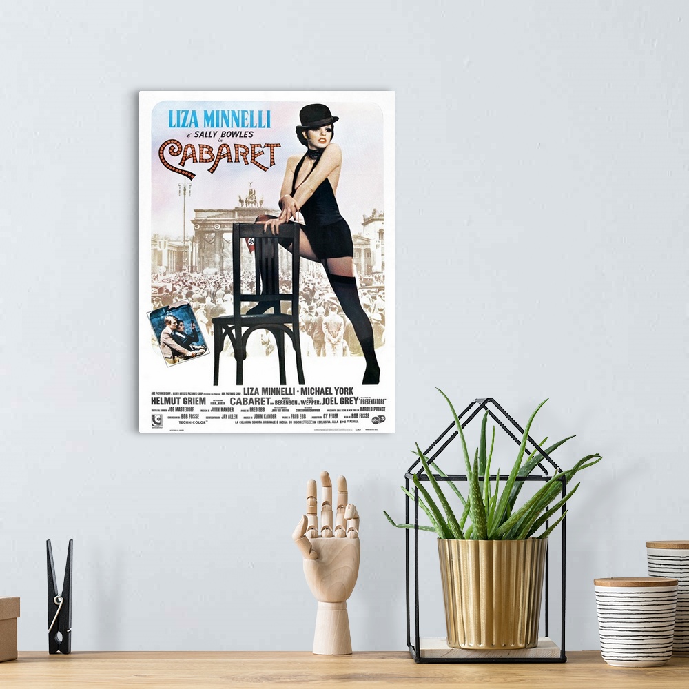 A bohemian room featuring Cabaret, Italian Poster, Liza Minnelli, Inset Photo: Michael York, Liza Minnelli, 1972.