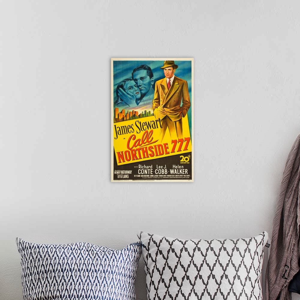 A bohemian room featuring Call Northside 777 - Vintage Movie Poster