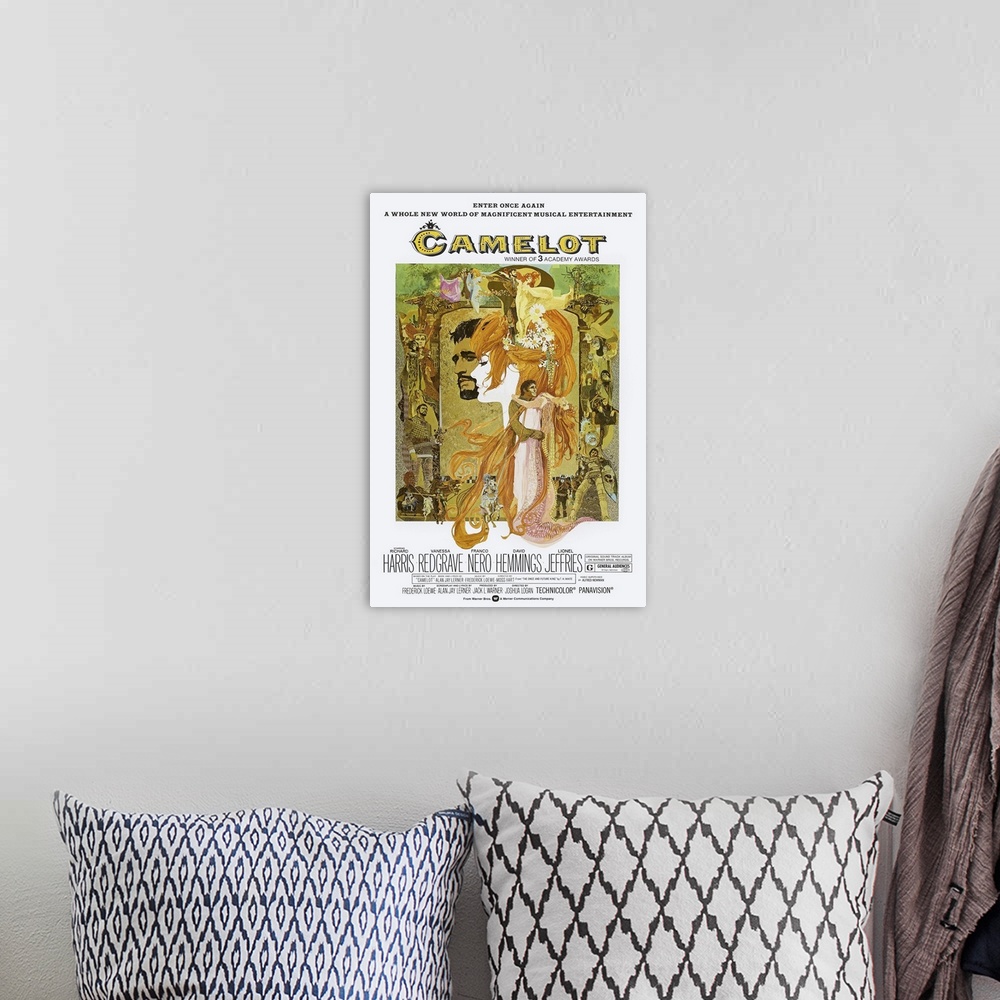 A bohemian room featuring Camelot - Vintage Movie Poster