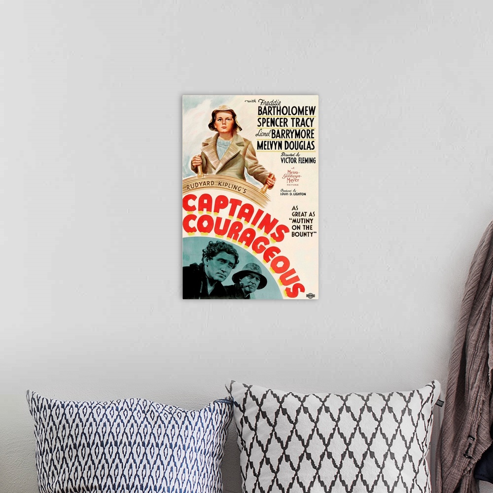 A bohemian room featuring Captains Courageous - Vintage Movie Poster