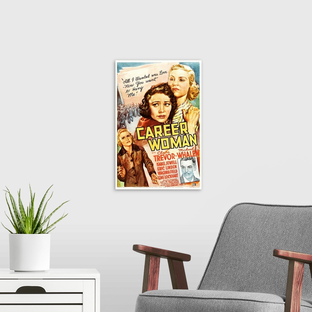 A modern room featuring Career Woman - Vintage Movie Poster