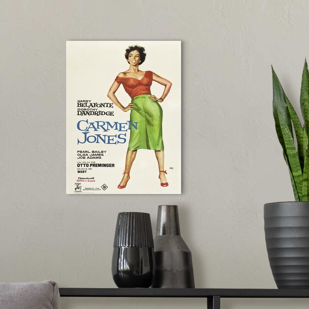 A modern room featuring Carmen Jones, Dorothy Dandridge On Spanish Poster Art, 1954