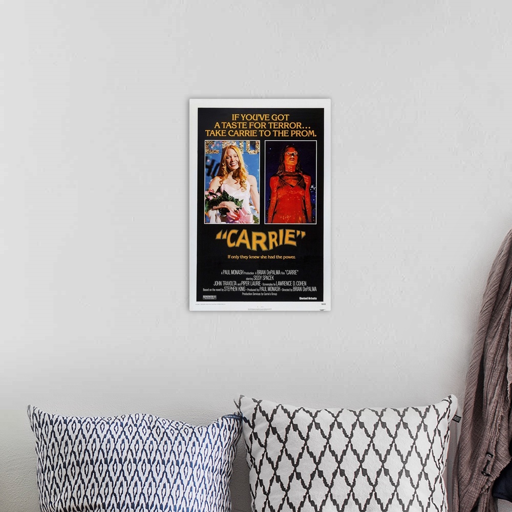 A bohemian room featuring Carrie - Vintage Movie Poster