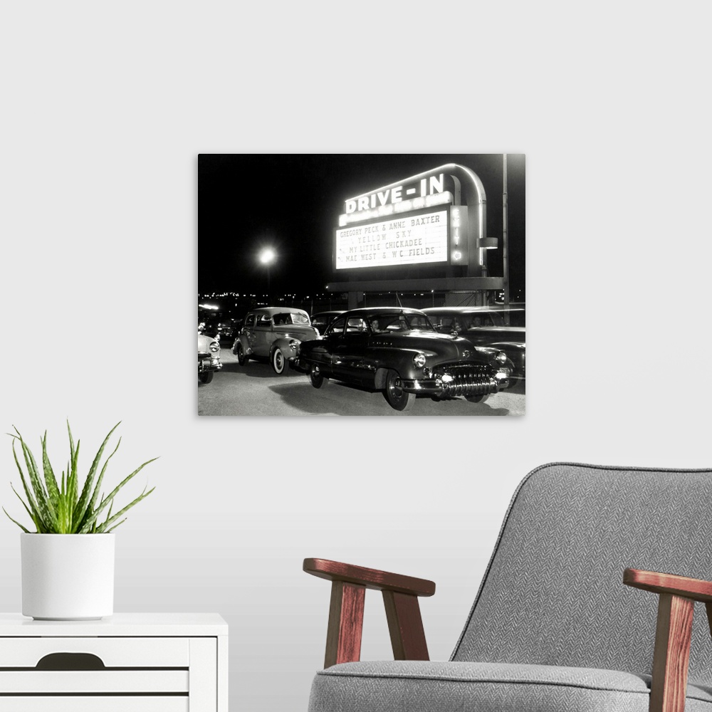 A modern room featuring Cars at the Whitestone Bridge Drive-In Theater which opened in August 1949. The Drive-In Theater ...