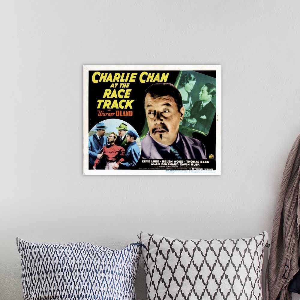 A bohemian room featuring Charlie Chan At The Race Track, US Poster, Warner Oland, 1936.