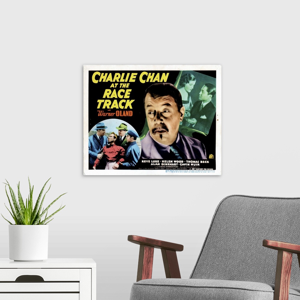 A modern room featuring Charlie Chan At The Race Track, US Poster, Warner Oland, 1936.