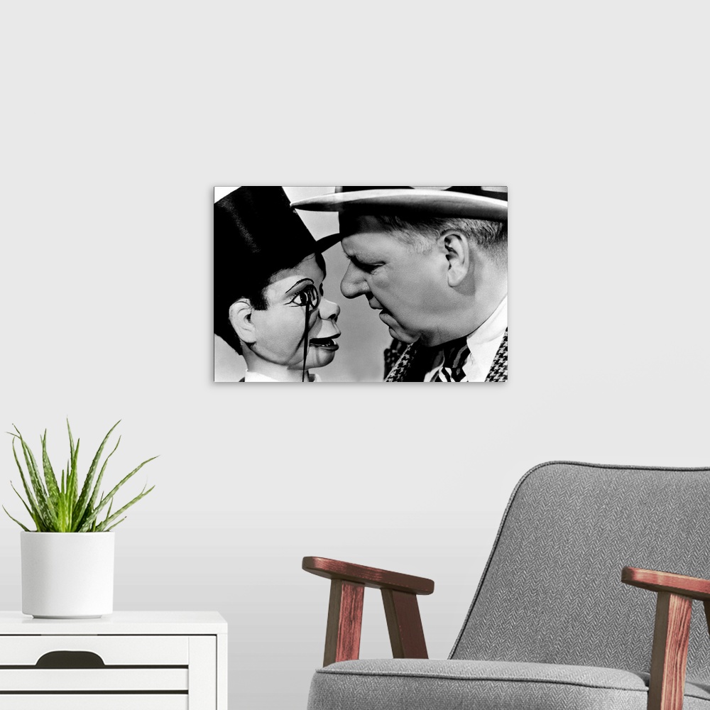 A modern room featuring Charlie McCarthy, W.C. Fields, You Can't Cheat An Honest Man