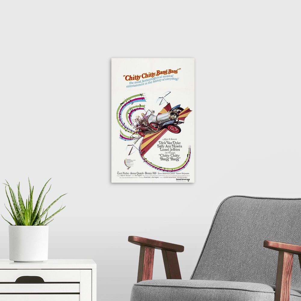 A modern room featuring Chitty Chitty Bang Bang - Vintage Movie Poster