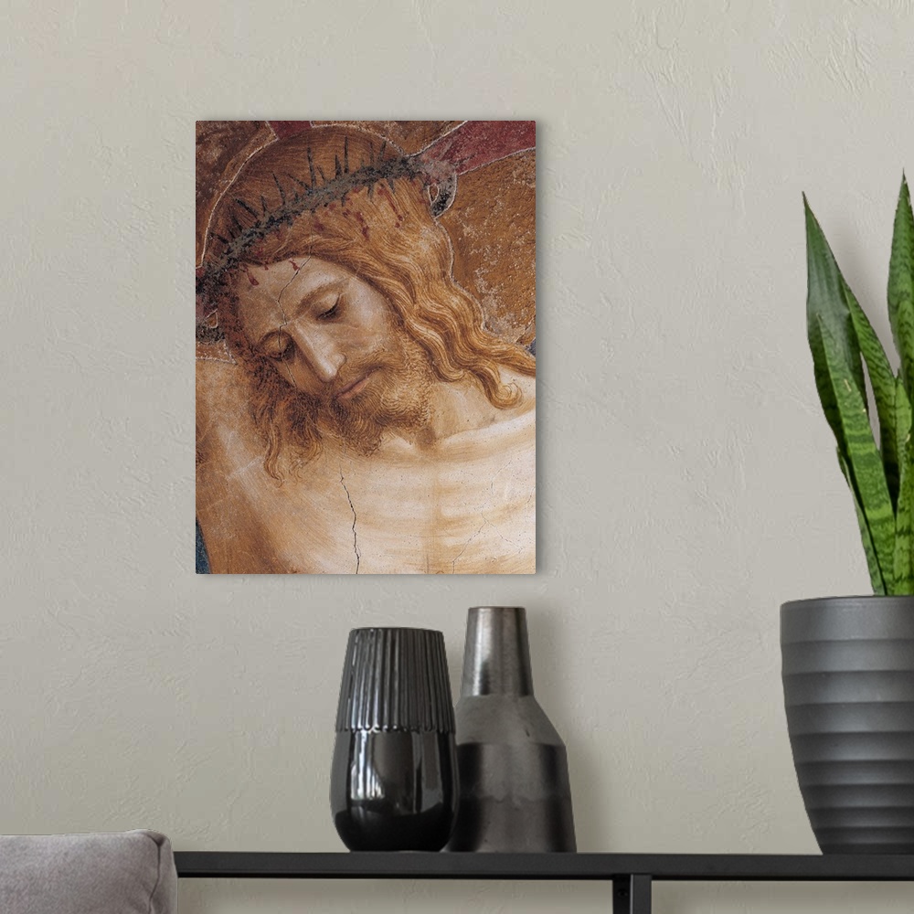 A modern room featuring Italy, Tuscany, Florence, San Marco Convent, cloister. Detail. Face Christ crown of thorns passio...