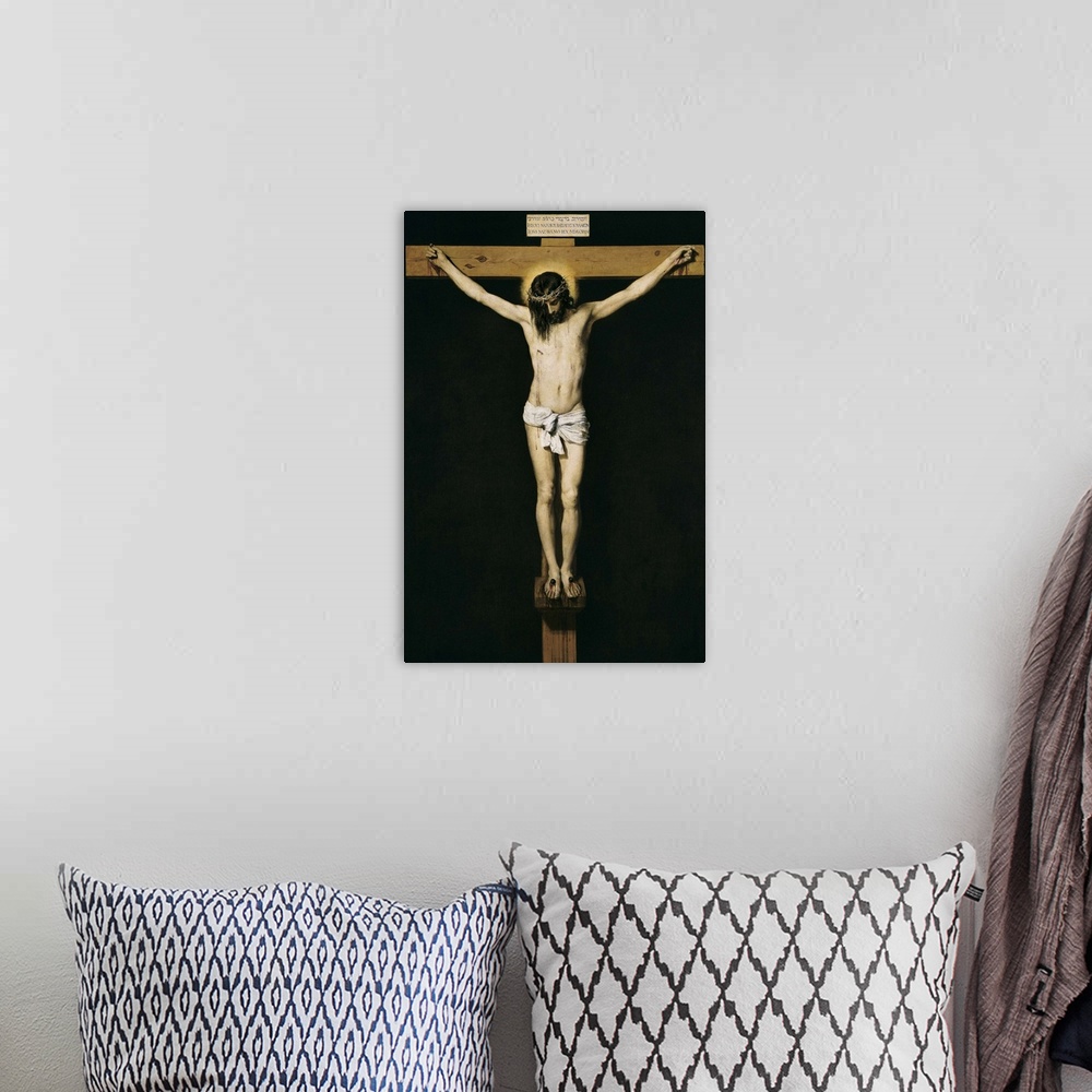 A bohemian room featuring Christ Crucified