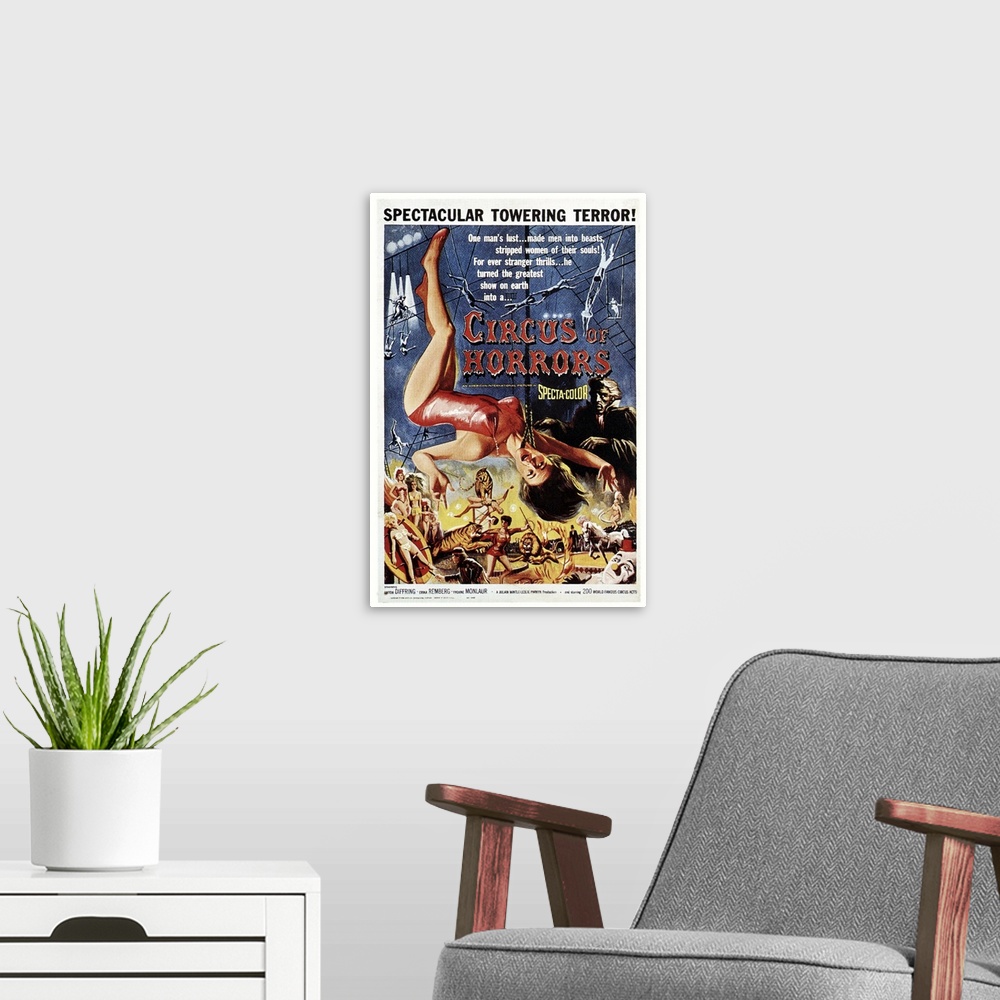 A modern room featuring Circus Of Horrors - Vintage Movie Poster
