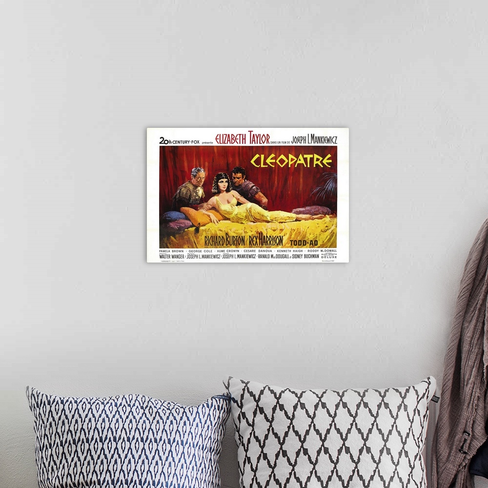 A bohemian room featuring Cleopatra, (aka Cleopatre), L-R: Rex Harrison, Elizabeth Taylor, Richard Burton On French Poster ...