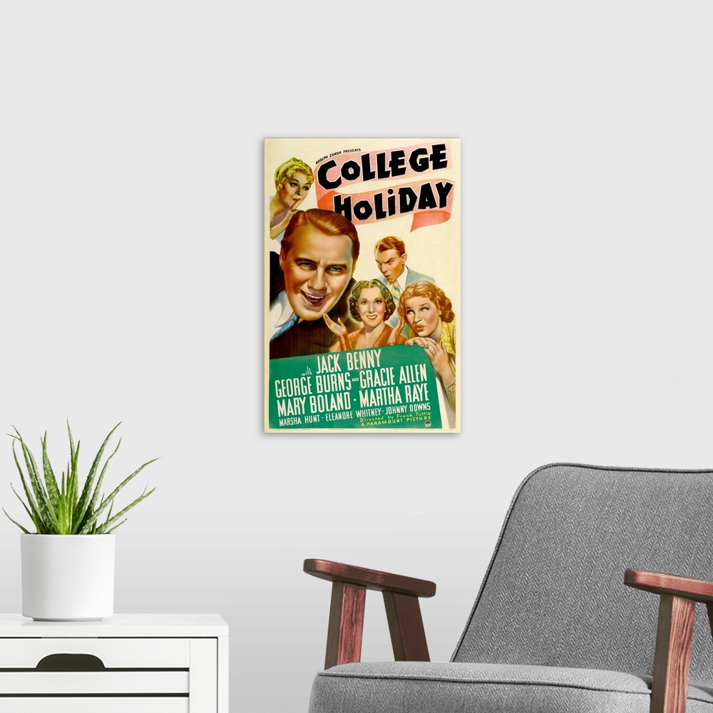 A modern room featuring College Holiday - Vintage Movie Poster