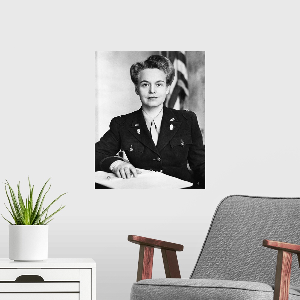 A modern room featuring Colonel Oveta Culp Hobby, Commander of the U.S. Women's Army Corps during World War II. July 1943...