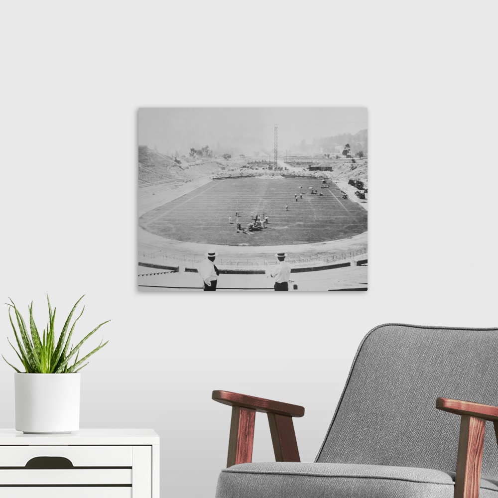 A modern room featuring Construction of the Rose Bowl Stadium, Pasadena, Los Angeles County, California. View to south, 1...