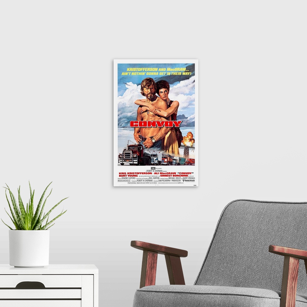 A modern room featuring Convoy - Vintage Movie Poster