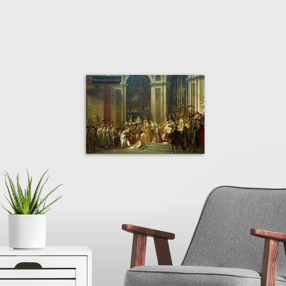 A modern room featuring Jacques Louis David, French School. The Consecration of the Emperor Napoleon and the Coronation o...