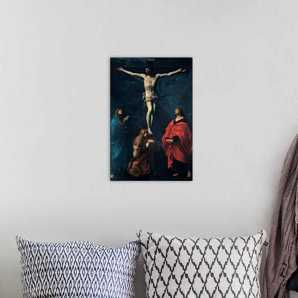 A bohemian room featuring Reni Guido, Crucifixion, 1617, 17th Century, oil on canvas, Italy, Emilia Romagna, Bologna, Natio...